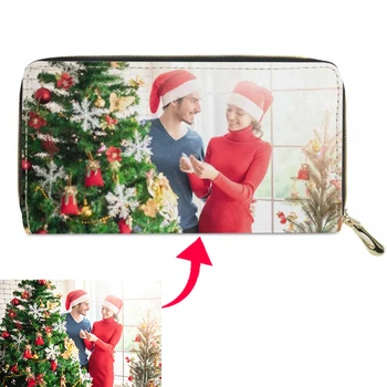 

2020 New Custom Personalized Color Picture Zipper Long Wallet Clutch Bag Photo Print Customized DIY Women Wallet Christmas Gift