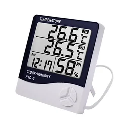 LCD Electronic Digital Temperature Humidity Meter Indoor Multifunction Thermometer Hygrometer Weather Station Clock HTC-1 HTC-2