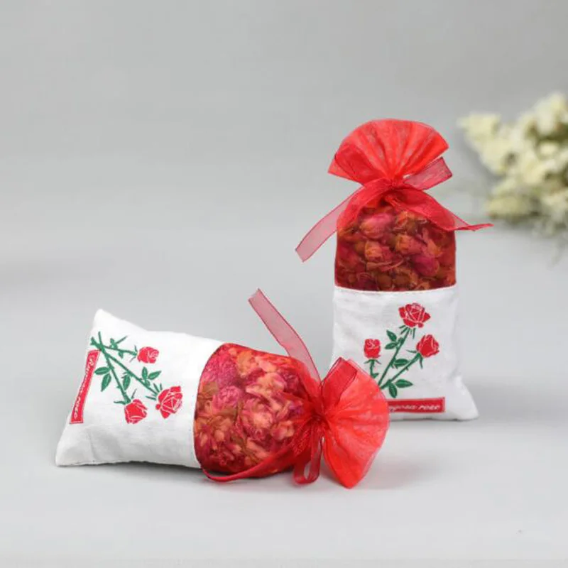 

50pcs Rose Flower Drawstrings Bags Jewelry Gift Package Bags Yarn Cotton Pouch Christmas Wedding Favors and Gifts