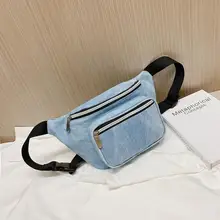 Однотонная женская поясная сумка, повседневная, унисекс, нагрудная сумка, поясная сумка, джинсовая сумка на молнии, женская модная простая поясная сумка, кошелек