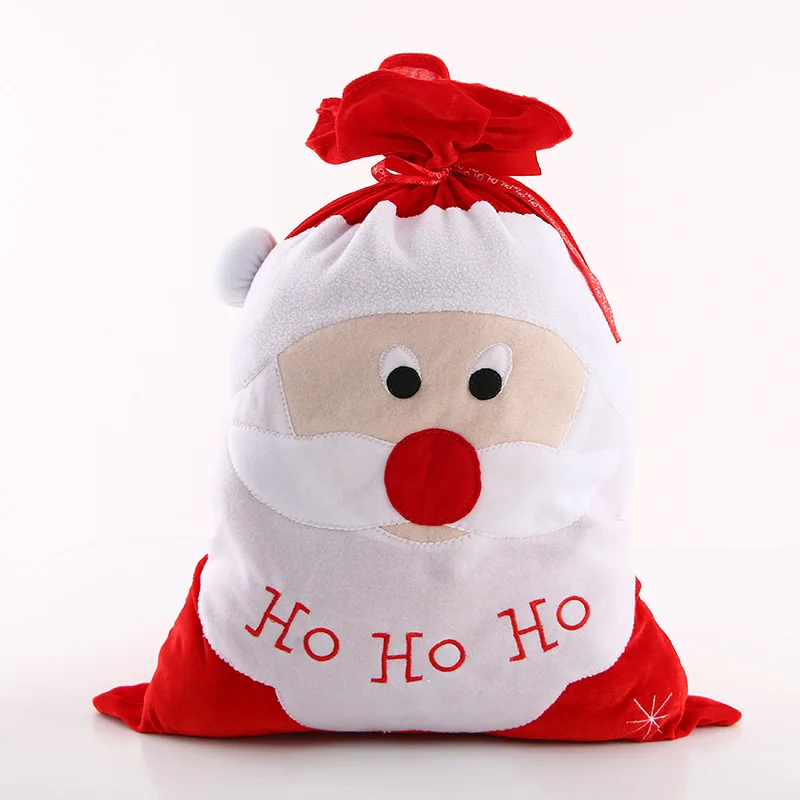 

Christmas Santa Sack Stocking HO HO Drawstring Gift Bags Candy Present Bag Merry Christmas Ornaments New Year Decorations