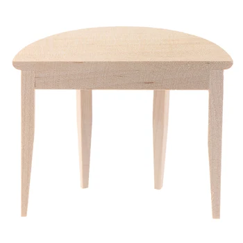 

1:12 Simulation Dollhouse Miniature Wooden Half Round Table Model Furniture Teatable Coffee Living Room Kid Toy Dolls Home Toy