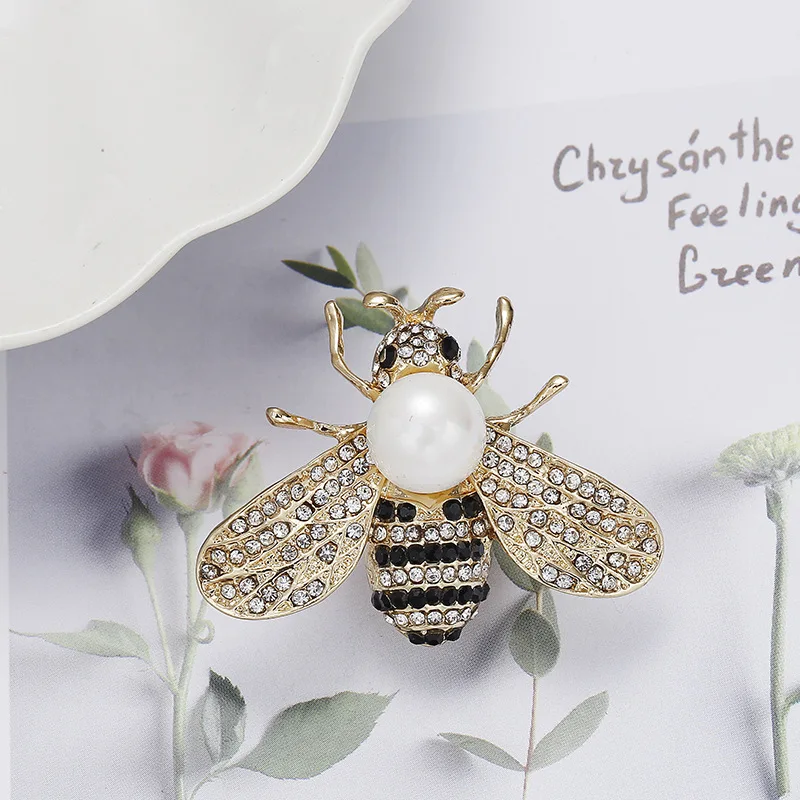 

New Style Pearl Small Bee Brooch Women's Accessories Bumblebee Small Pin Collar Pin Superior Products