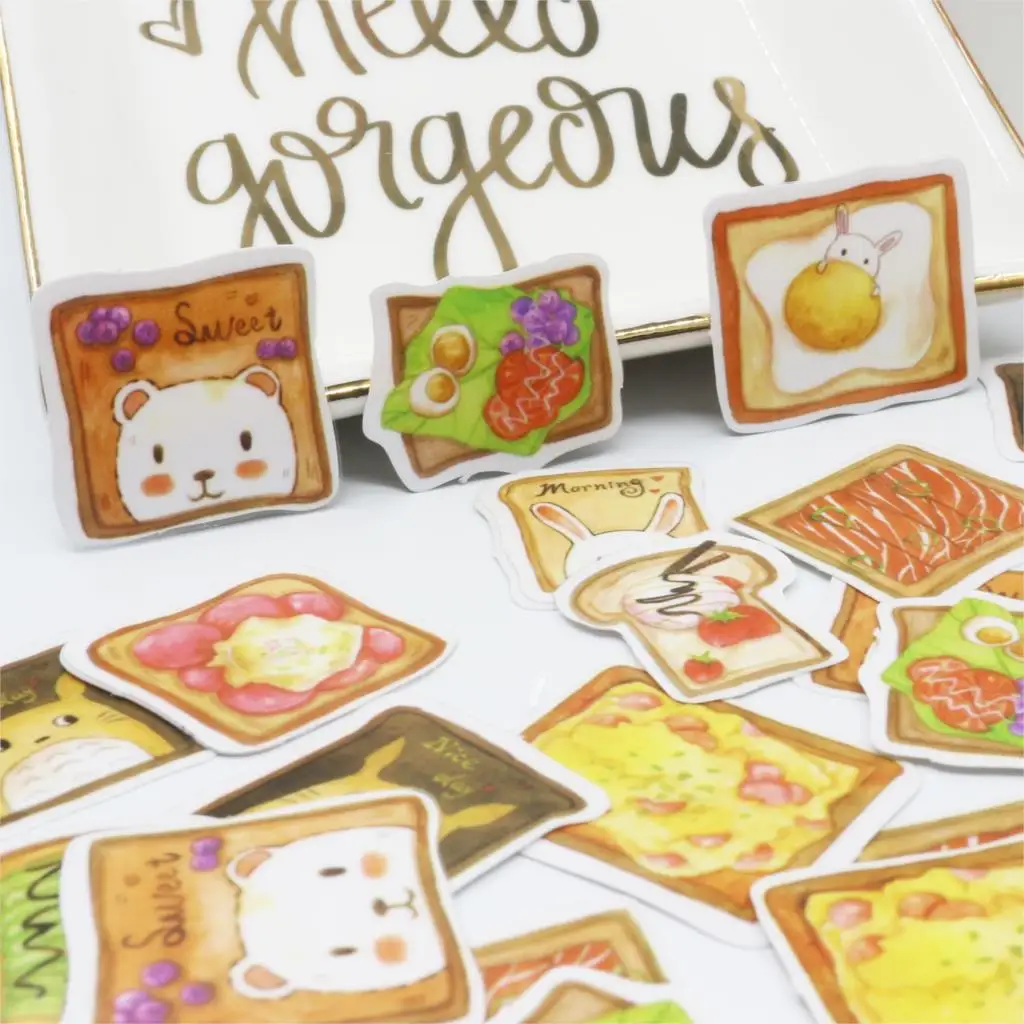 S0216 Toast 50pcs 45 шт./упак. канцелярские наклейки Kawaii Алиса: безумие возвращается Кофе дневник планировщик декоративные мобильный стены стикеры сделай сам Ремесло Скрапбукинг наклейки - Цвет: S0216 Toast 50pcs