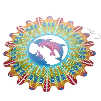 

1pc Decorative Wind Spinner 3D Metal Wind Chime Piece Hanging Ornament Colorful Household Wind Chime Decoration