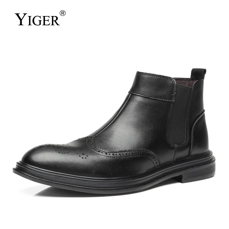 

YIGER New Men ankle boots man Chelsea boots autumn winter Heightening shoesTrendy Bullock Man Boots ankle casual male boots 0167