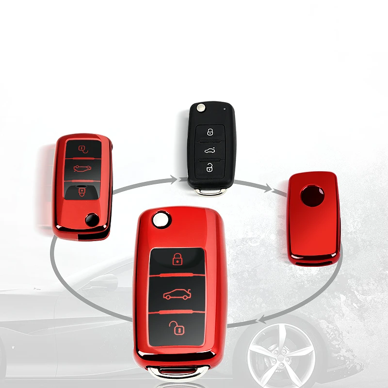 Чехол для автомобильного ключа, новинка, ТПУ, для VW Golf Bora Jetta POLO GOLF Passat Skoda octevia A5 Fabia seat Leon, автомобильные аксессуары, держатель для стайлинга автомобиля