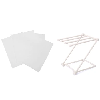 

Folding Cloth Storage Rack(White)with 200Pcs Premium Quilted Parchmet Paper Baking Paper, Flat Lining, White