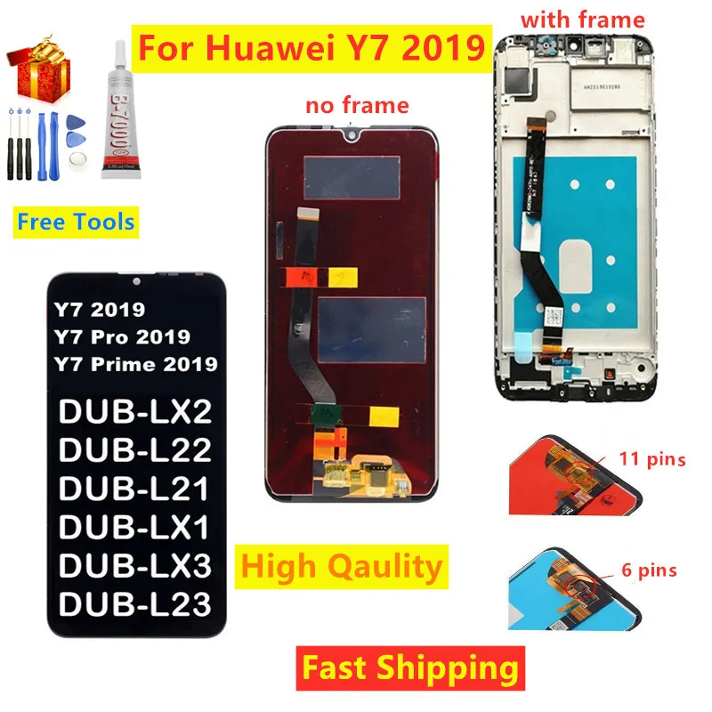 

For Huawei Y7 2019 LCD Display Touch Screen Digitizer With Frame For Huawei Y7 Prime 2019 Y7 Pro 2019 LCD Replacement Free Tools