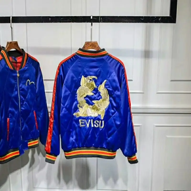 Аутентичная Evisu, модная дышащая мужская хлопковая повседневная куртка, высокое качество, теплая дышащая зимняя синяя куртка для влюбленных