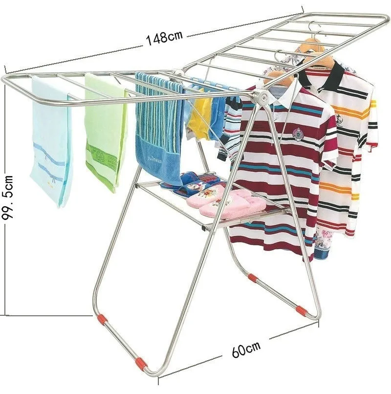 Stainless Steel Folding Drying Rack Balcony Landing Multifunctional Outdoor Wing Folding Drying Rack