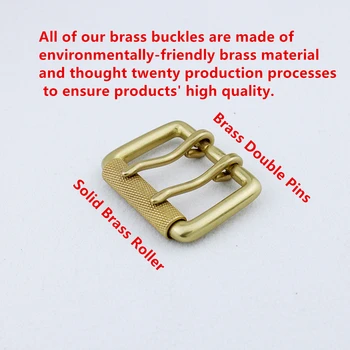 

DIY Leather Craft Hardware Double Pins Buckle BOR Finish # 903474-B38 Brass Belt Roller Buckle