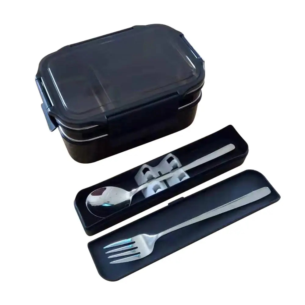 

304 Stainless Steel Double Lunch Box Kids Bento Box Water Injection Layered Portable Student Company Canteen Fast Food Container