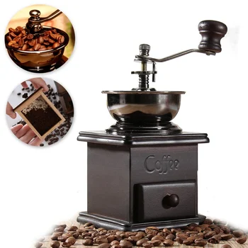 

Classical Wooden Manual Coffee Grinder Hand Stainless Steel Retro Coffee Spice Mini Burr Mill With High-quality Ceramic