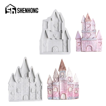 

SHENHONG Dessert Fondant Mold Silicone Mould Castle Church Shape Wedding Sugarcraft Pastry Baking Tray Cake Decorating Tool