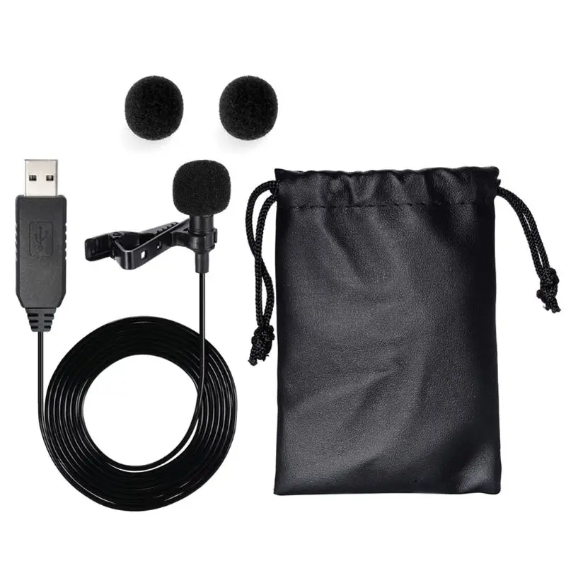 USB петличный микрофон мини стерео клип на лацкане микрофон конденсатор для ПК компьютер C90F