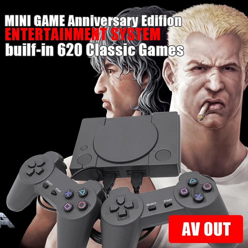 Игровая консоль для видео встроенная в 620 игр Поддержка AV Out 8 бит ретро двойной