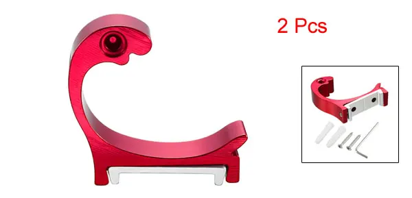 Red-2Pcs Uxcell 2/5 шт настенный крючок крючки один Полотенца вешалка с винтами Алюминий сплав 10 Цвета с винтами, ключ, дюймовый стандарт - Цвет: Red-2Pcs