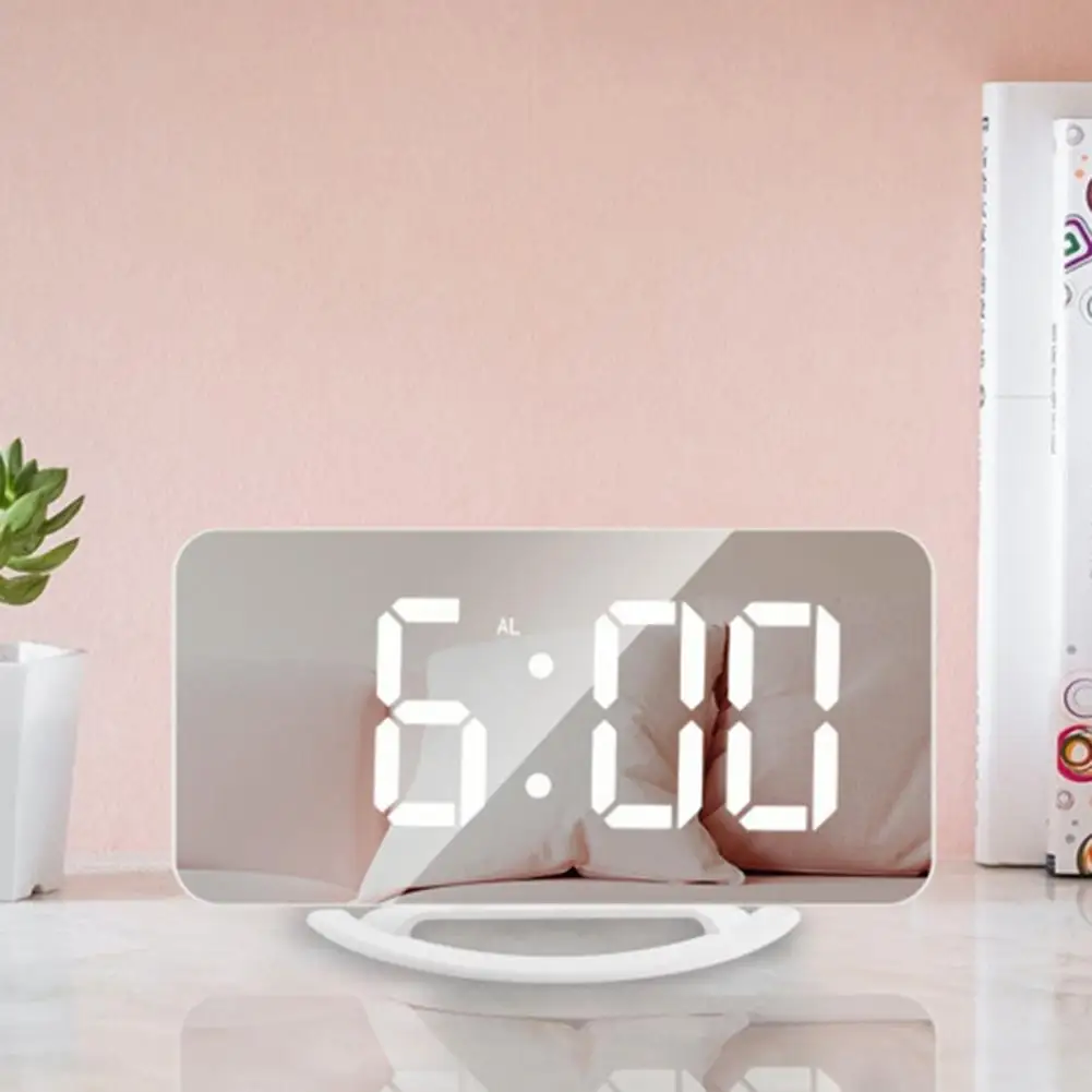 ABS 1 Set Useful Snooze Table Mirror Clock Fashion Alarm Clock Digital  for Office 5