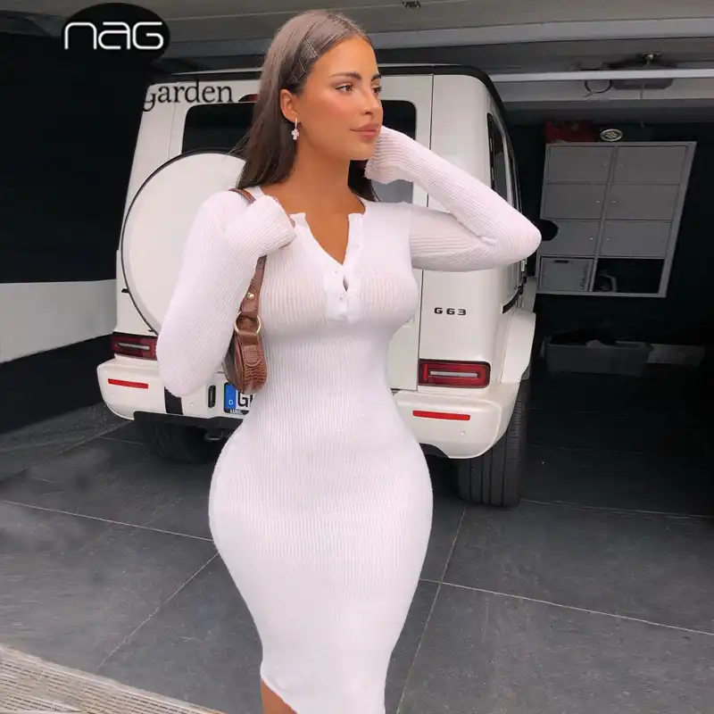 Ribbed white bodycon dress Clearance