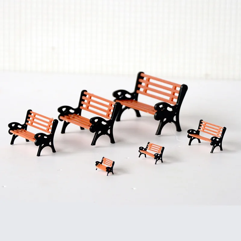 Model Park Bench miniature ornament Mini Garden Ornament Craft DIY Figurines Landscape Model Garden Decor 1Pcs