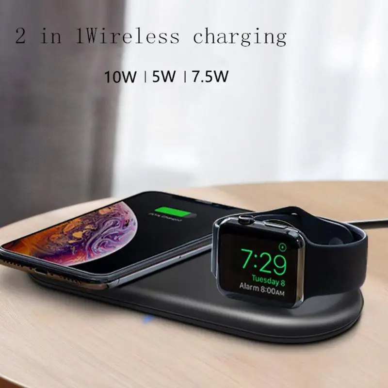 2 в 1, беспроводное зарядное устройство для iPhone XS Max iWatch, портативное многофункциональное зарядное устройство для смартфонов, док-станция для iWatch 1/2/3/4
