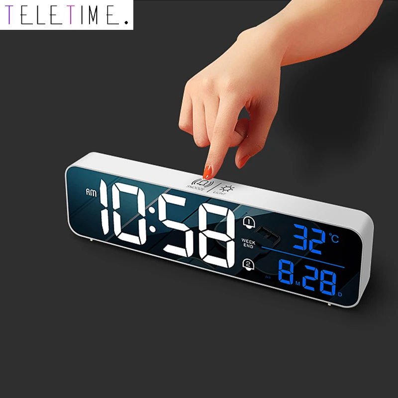Sveglia digitale a specchio a LED con ampio display, funzione snooze, allarme automatico, orologio elettronico da tavolo, decorazione per casa, ufficio – acquista a prezzi convenienti sul marketplace