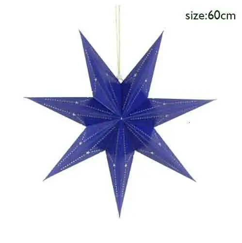 60cm blue Бумажный фонарь со звездами, 3D подвесной фонарь со звездами для свадебного декора, украшение для детского дня рождения, Рождественский Бумажный Фонарь - Цвет: 60cm blue