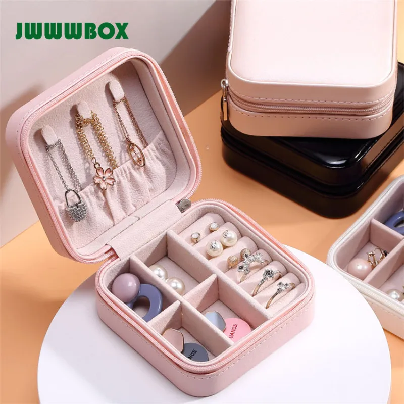 JWWWBOX портативная коробка для ювелирных изделий на молнии кожаный Органайзер