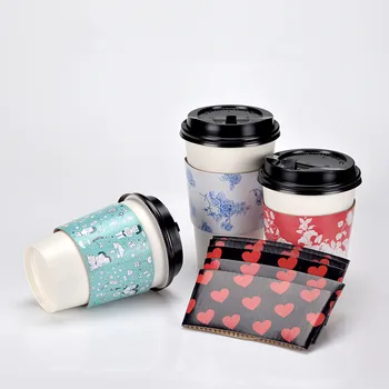 

50pcs High quality creative insulated cup set white paper cup 400ml 500ml 16oz coffee milk tea drinking disposable cup with lid