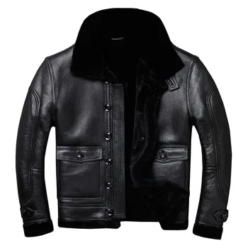 

Real Fur Coat Men Sheep Shearing Genuine Leather Jacket Men Natural Wool Coat for Mens Clothing Plus Size Casaco 805 YY865