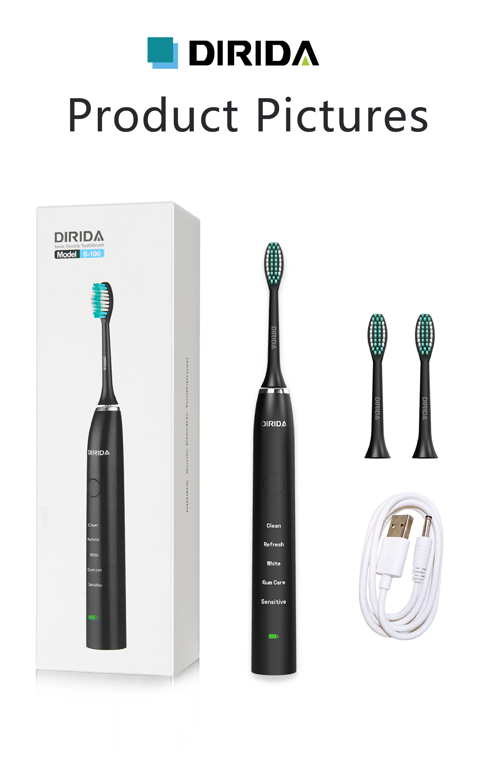 Новинка DIRIDA S100 перезаряжаемая звуковая зубная щетка Водонепроницаемая электрическая зубная щетка 5 режимов чистка зубов Уход за полостью рта