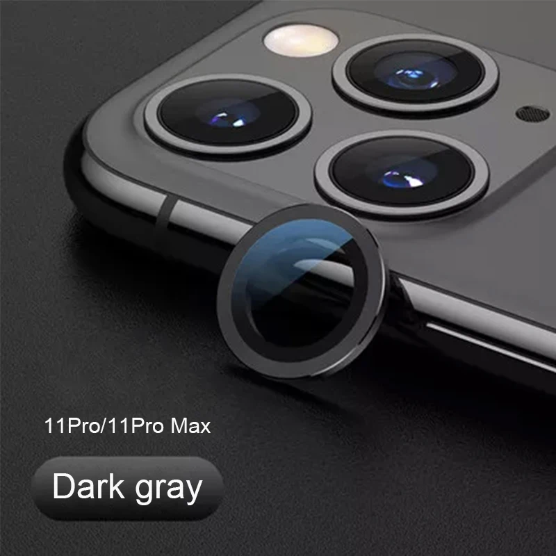 Dark Gray Защитный чехол для камеры для iPhone 11 Pro Max 11Pro 11, чехол, стекло+ металлический задний объектив, защитное кольцо для экрана, крышка для iPhone11 11Pro - Цвет: Dark Gray
