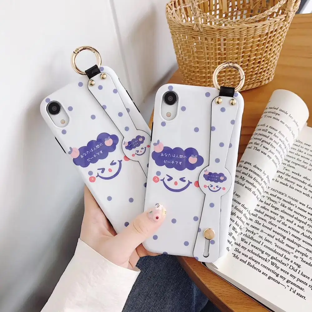 

cute cartoon Wristband Japanese Smiley face soft cover for Apple Mobile phone case for iPhone 6 6s 7 7plus 8 plus X 10 XR XS MAX