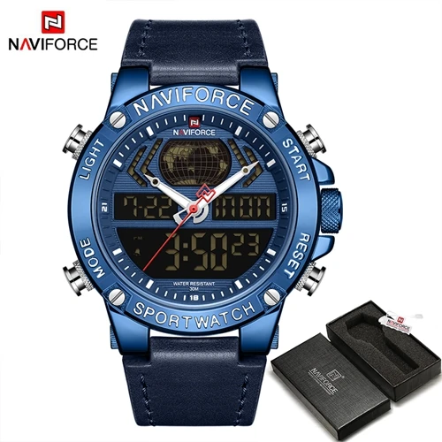 BEBEBEBOX NAVIFORCE Топ люксовый бренд Мужские часы кожа водонепроницаемые спортивные мужские часы кварцевые аналоговые цифровые часы мужские Relogio Masculino - Цвет: BEBEBEBOX