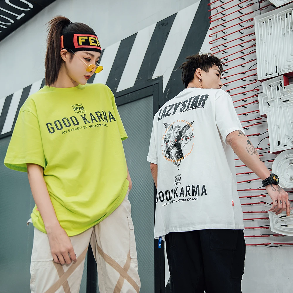 EFUNGAL футболки с принтом ангела летняя уличная Мужская Футболка Harajuku в стиле хип-хоп Повседневная хлопковая футболка с короткими рукавами для мужчин