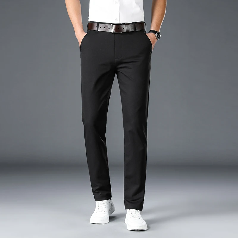 Summer Style Thin Casual Pants Mens Straight Black Khaki Pants Trousers Men  | eBay