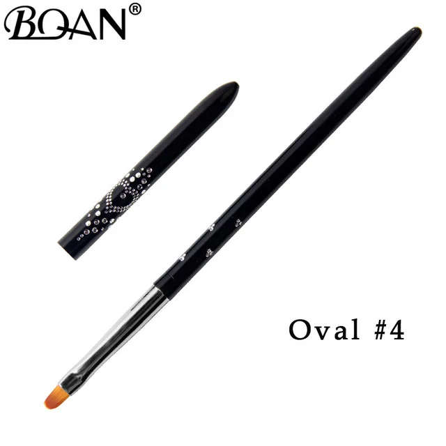 black oval size 4 BQAN 1 шт. Кисть для ногтей с эффектом омбре кисть для рисования ногтей УФ-Гель-лак градиентный цвет стразы кристалл акриловая ручка для рисования ногтей - Цвет: black oval size 4