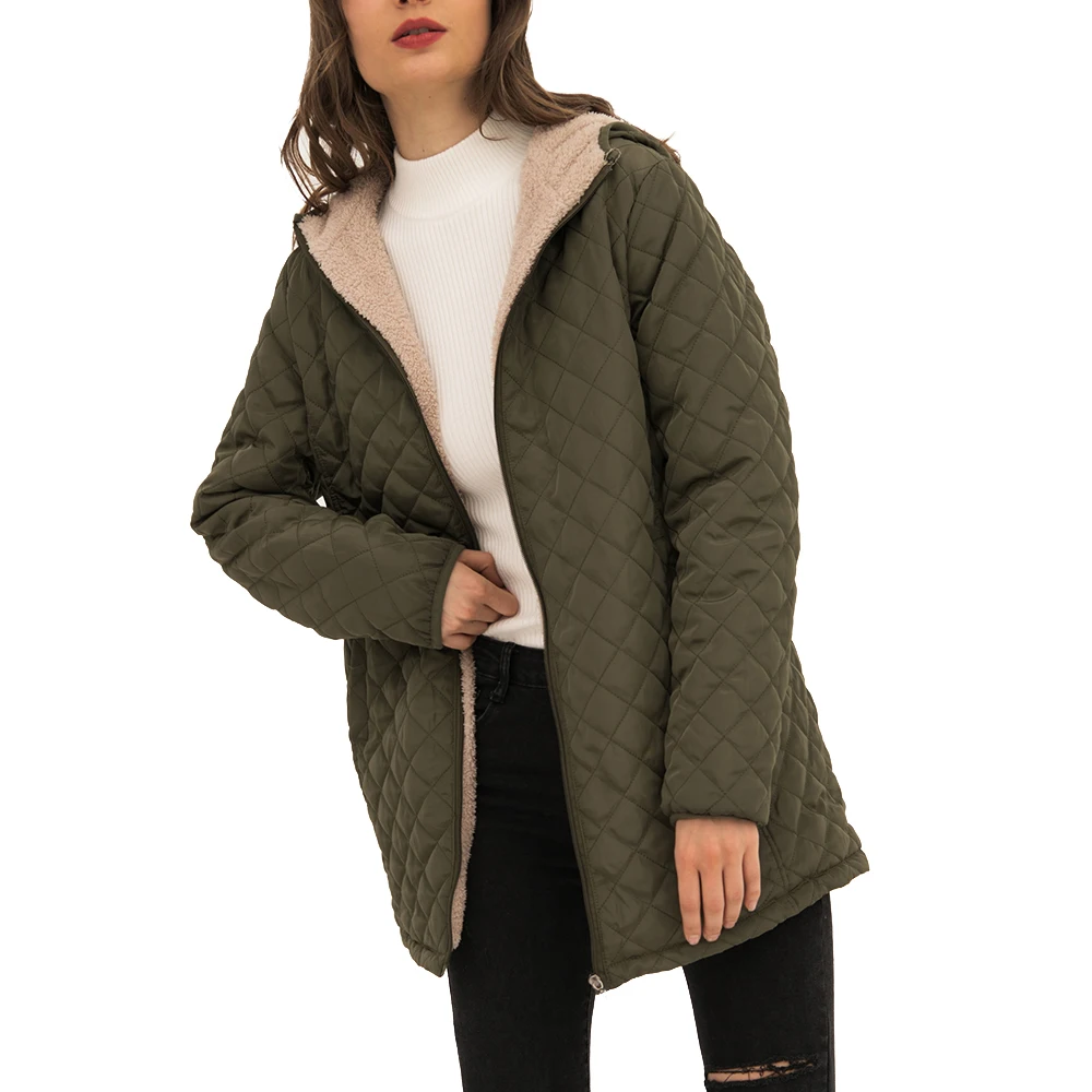 Большие размеры парка с капюшоном зимнее пальто для женщин Manteau Femme Hiver базовые куртки с капюшоном теплые флисовые парки пальто Abrigo Mujer новинка - Цвет: Long Green