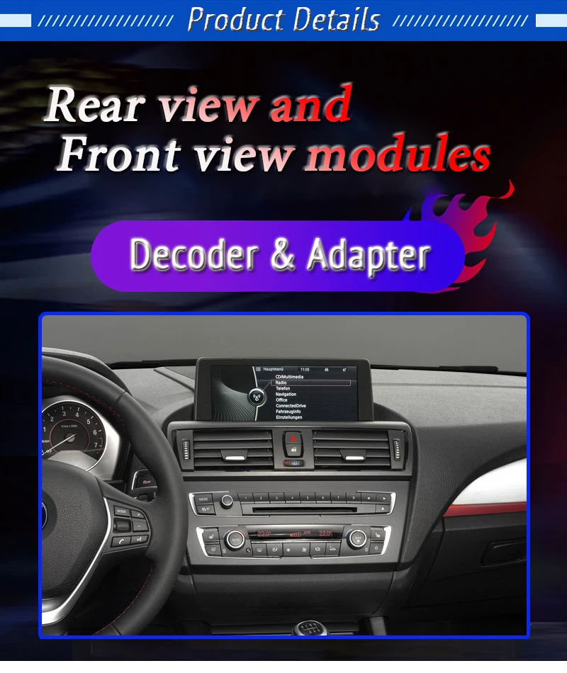 For BMW 1 Series E81 E82 E87 E88 F20 F21 F52 F40 2004~2020 CIC NBT Interface Adapter Rear Camera Original Screen Upgrade Decoder DZD