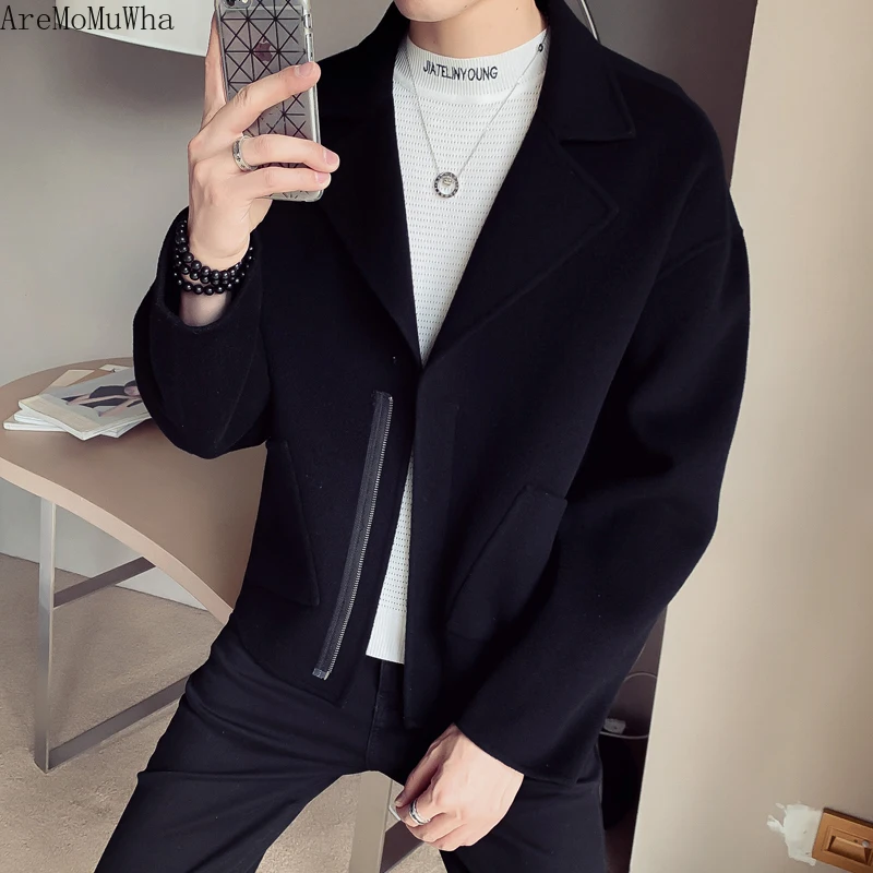

Autumn Winter Woolen Jacket Men's Korean Short Jacket 2020 New Slim Coat Handsome Trendy Woolen Trench Coat Korean Style Men