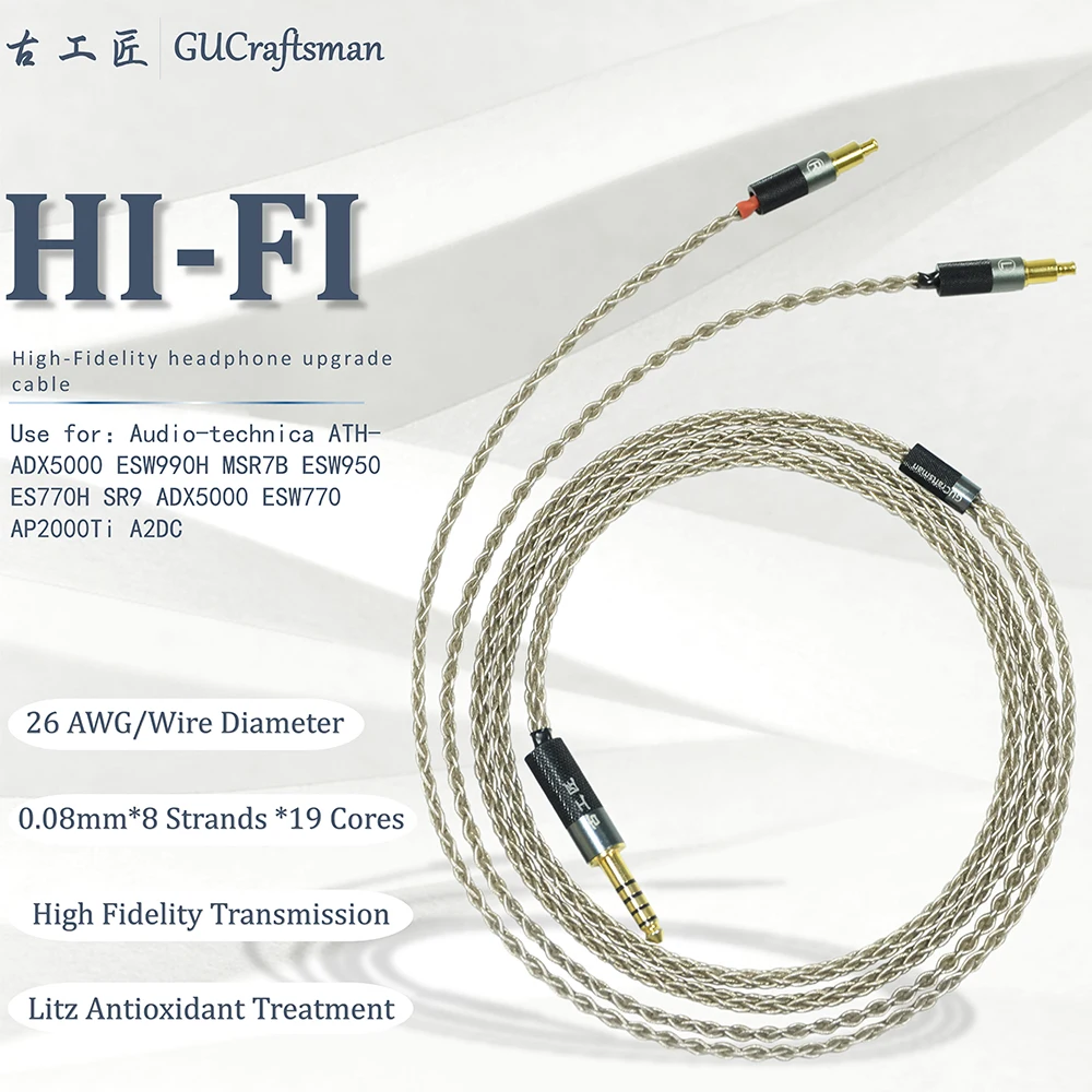 GUCraftsman 6N однокристаллический Серебряный для аудио техники ATH-WP900 MSR7B AP2000 ES770H SR9 ADX5000