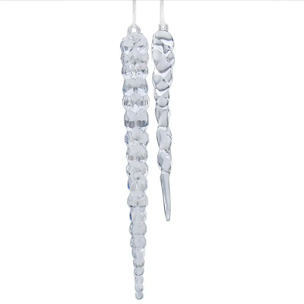 12 Pieces Clear Acrylic Icicle Ornaments Christmas Tree Hanging Crystals Decoration, 12 & 15cm
