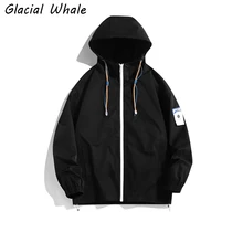 

GlacialWhale Men Jacket Men Fashion 2021 New Autumn Solid Color Windbreakers Hip Hop Streetwear Black Coats Male Jackets For Men