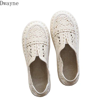 

New Mori girl retro hollow round flat shoes handmade comfortable soft bottom wild fisherman shoes