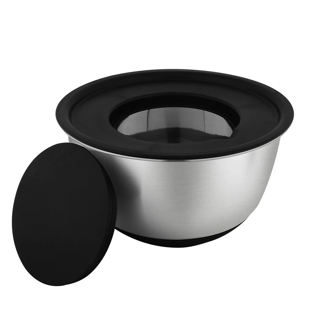 

Anti-scald With multifunction Lid Non-Slip Stainless Steel Silvery Kitchen Utensil Easy Clean Sala Bowl