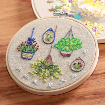

Flower Grass Design DIY Embroidery Handwork Needlework Beginner Cross Stitch Kit Ribbon Painting Home Decoration
