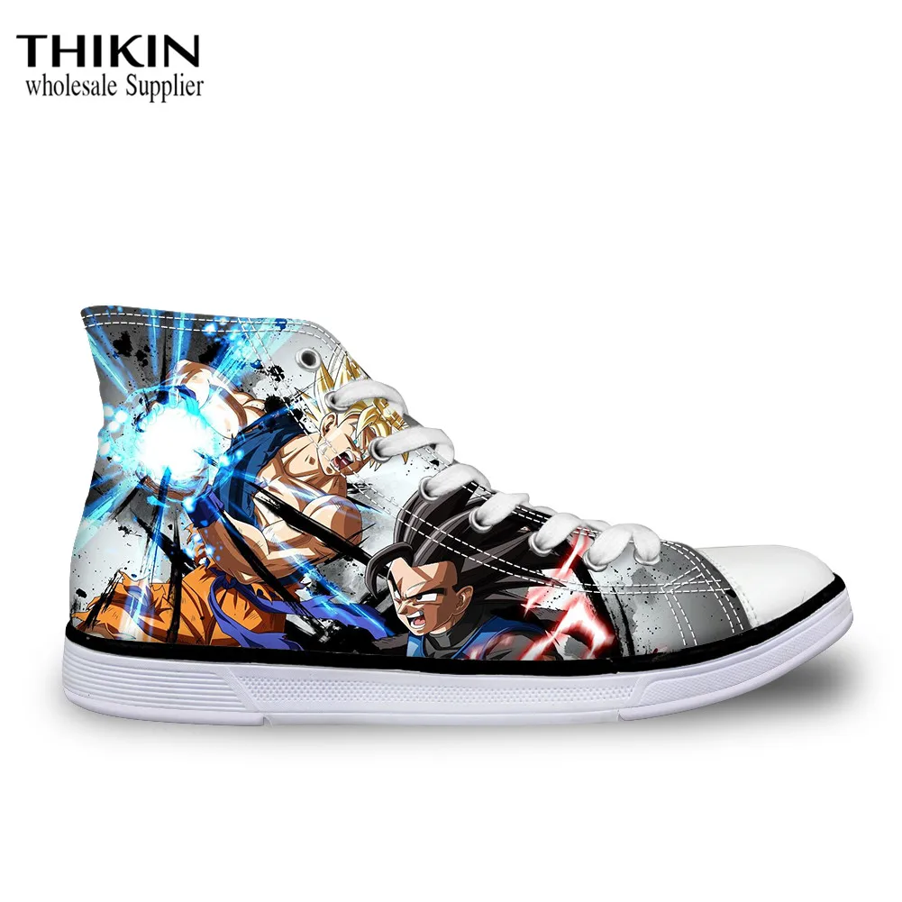 THIKIN Dragon Ball/модная мужская обувь на плоской подошве с 3D принтом; сезон осень; удобная парусиновая обувь на шнуровке с высоким берцем; классические кроссовки для мальчиков