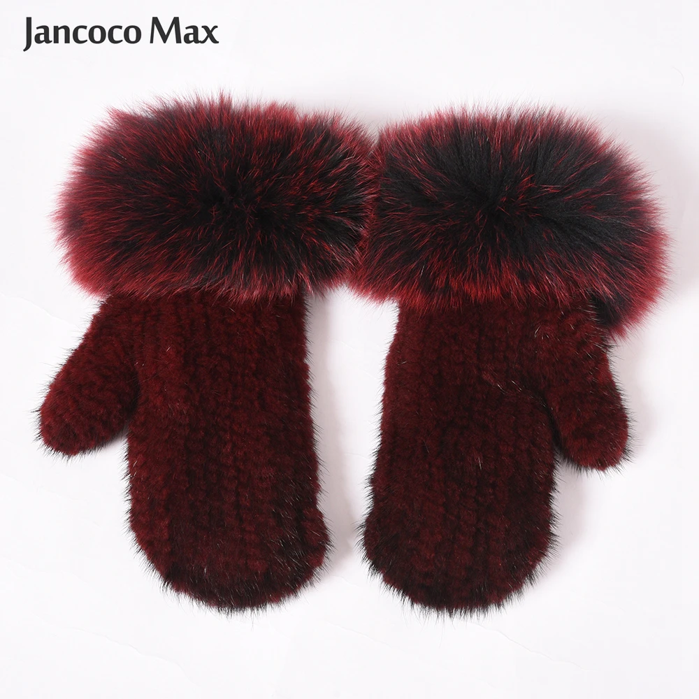 Jancoco Max Новое поступление перчатки из натурального меха норки зимние теплые варежки из натурального меха лисы женские меховые перчатки S7750