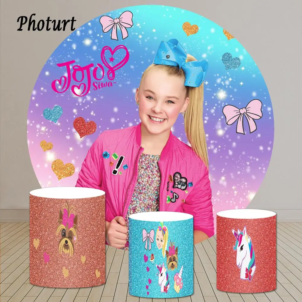 Фотофон JOJO-Siwa фотография фон для дня рождения девочек Красочный Блестящий собака